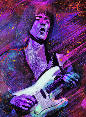 Musicians Mixed Media - Ritchie Blackmore by Mal Bray