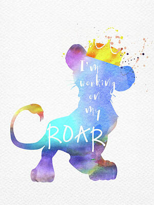 Animals Digital Art - Roar Quote The Lion King watercolor by Mihaela Pater