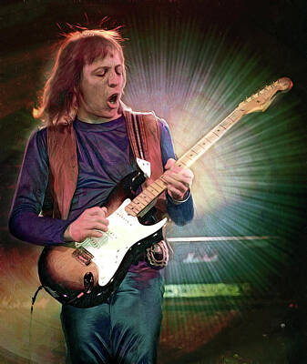 Musician Mixed Media Rights Managed Images - Robin Trower Royalty-Free Image by Mal Bray