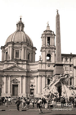 Abstract Skyline Photo Rights Managed Images - Rome Vintage - Church St. Angnese In Agona And Egyptian Obelisk Royalty-Free Image by Stefano Senise