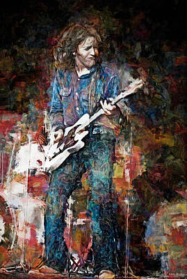 Musicians Mixed Media Rights Managed Images - Rory Gallagher, Blues and Rock Instrumentalist Royalty-Free Image by Mal Bray