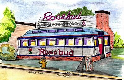 Recently Sold - Landmarks Drawings - Rosebud Diner by Paul Meinerth