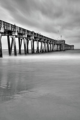 Royalty-Free and Rights-Managed Images - Russell Fields Pier - Panama City Beach Monochrome by Gregory Ballos