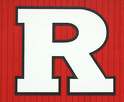 Recently Sold - Baseball Rights Managed Images - Rutgers Block R # 3 Royalty-Free Image by Allen Beatty