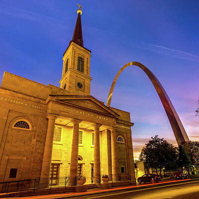 Royalty-Free and Rights-Managed Images - Saint Louis Gateway Arch and Cathedral at Dawn 1x1 by Gregory Ballos