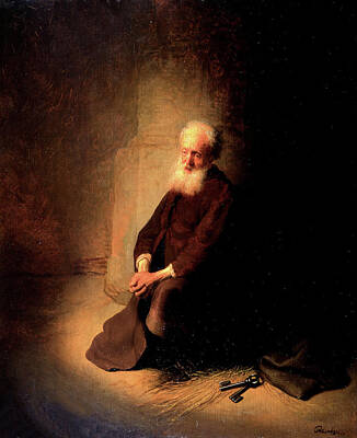 Whimsical Bird Paintings - Saint Peter in Prison  by Rembrandt