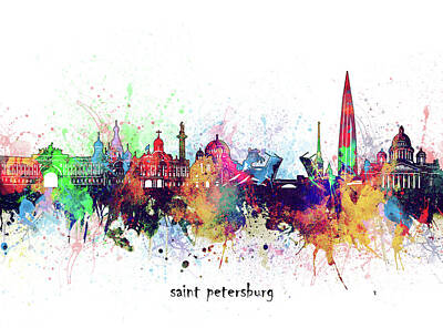Latidude Image - Saint Petersburg Skyline Artistic by Bekim M