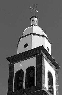 Birds Photo Rights Managed Images - San Gines Belltower bw Royalty-Free Image by Eddie Barron