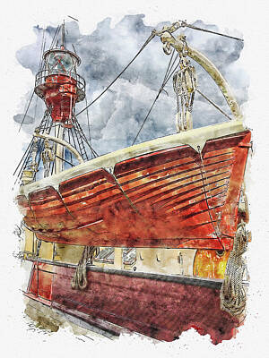Beach Digital Art - Sea #watercolor #sketch #sea #boat by TintoDesigns