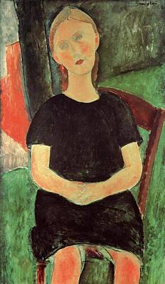 Multichromatic Abstracts - Seated Young Woman - 1918 - PC - Painting - oil on canvas by Modigliani Amedeo