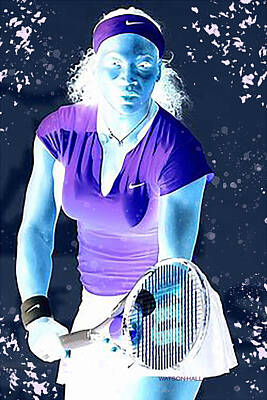 Athletes Digital Art Rights Managed Images - Serena - Ready to Go - Negative Royalty-Free Image by Marlene Watson