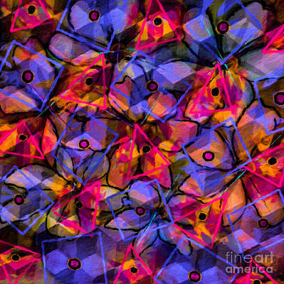 Abstract Flowers Digital Art Royalty Free Images - Shapes Over Flowers Abstract Art Royalty-Free Image by Laurie