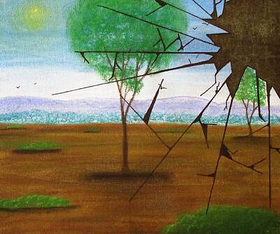 Abstract Landscape Drawings - Shattered Peace by Tammy Oliver
