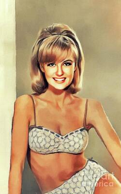 Celebrities Painting Royalty Free Images - Shelley Fabares, Vintage Actress and Singer Royalty-Free Image by Esoterica Art Agency
