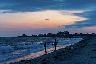 Farmhouse - Silhouetted Fishermen at Sunset on the Beach by Steven Kornfeld