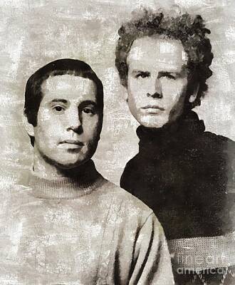 Musician Paintings - Simon and Garfunkel, Music Legends by Esoterica Art Agency