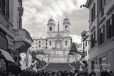 City Scenes Royalty-Free and Rights-Managed Images - Spanish Steps Rome - At the bottom of Trinity Church by Stefano Senise