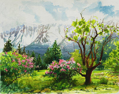 Impressionism Royalty-Free and Rights-Managed Images - Spring in the Wallowas by Steve Henderson