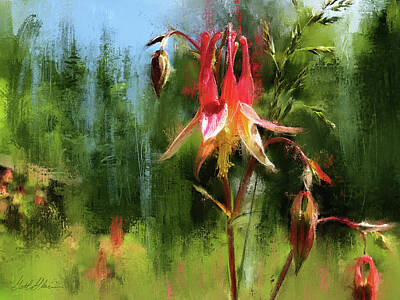 Impressionism Digital Art - Spruce Forest Columbine Flower by Garth Glazier