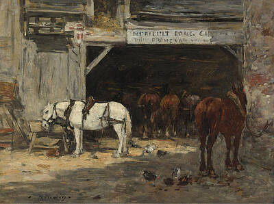 Kids Alphabet - Stables with Horses for Rent, 18985-90 by Eugene Boudin