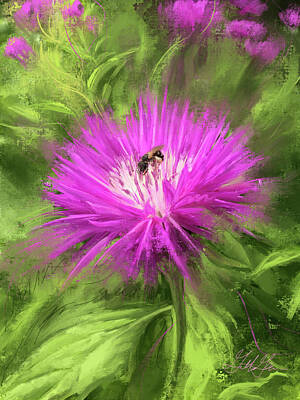 Impressionism Digital Art Rights Managed Images - Starburst Stokesia Royalty-Free Image by Garth Glazier