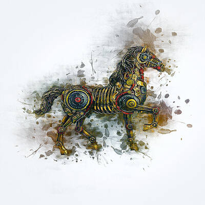 Best Sellers - Steampunk Royalty-Free and Rights-Managed Images - Steampunk Horse  by Ian Mitchell
