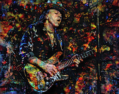 Musician Mixed Media - Stevie Ray Vaughan by Mal Bray