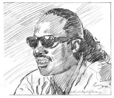 Music Drawings Royalty Free Images - Stevie Wonder Sketch Royalty-Free Image by David Lloyd Glover
