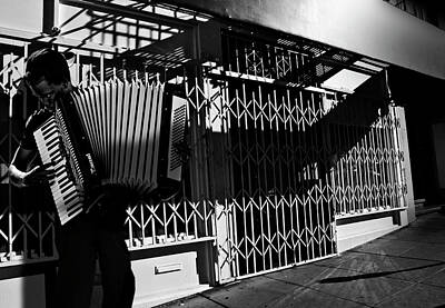 Musician Photos - San Francisco Street Musician Accordian Player by Larry Butterworth