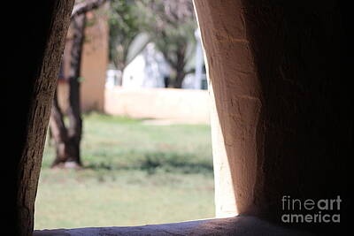 Colorful Abstract Animals - Stucco Window with View at Fort Stanton New Mexico by Colleen Cornelius