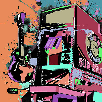 Rock And Roll Digital Art - Sun Studio Colorful by Bekim M