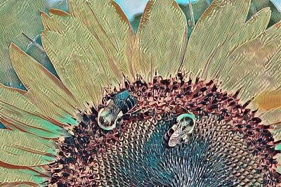 Sunflowers Mixed Media - Sunflower Pollinator Artsy by Selena Lorraine