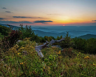 Fall Pumpkins Rights Managed Images - Sunset in Shenandoah National Park from Timber Hollow Overlook along the Blue Ridge Parkway 8x10 Royalty-Free Image by William Dickman