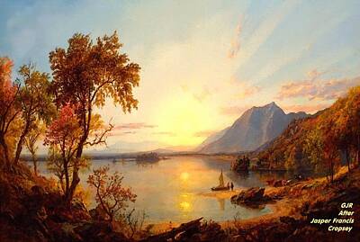 Abstract Landscape Royalty-Free and Rights-Managed Images - Sunset - Lake George - New  York After The Original Painting By Jasper Francis Cropsey L A S by Gert J Rheeders