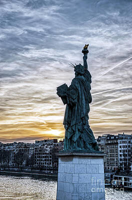 Game Of Chess - Sunset over Replica of the Liberty Statue in Paris by Ulysse Pixel