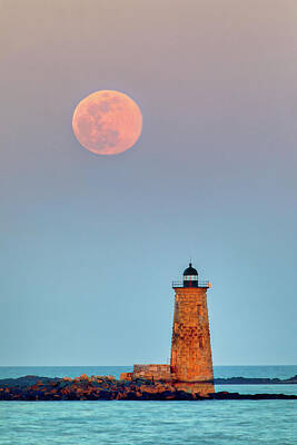 Studio Grafika Science - Super Worm Moon and Whaleback Light by Juergen Roth