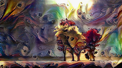 Recently Sold - Surrealism Digital Art Rights Managed Images - Surreal colorful trees Royalty-Free Image by Bruce Rolff