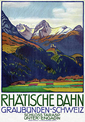 Fantasy Drawings - Switzerland Vintage Travel Poster 1914 Restored by Vintage Treasure