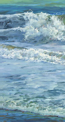 Beach Paintings - Symphony in Blue Triptych 1 by Laurie Snow Hein