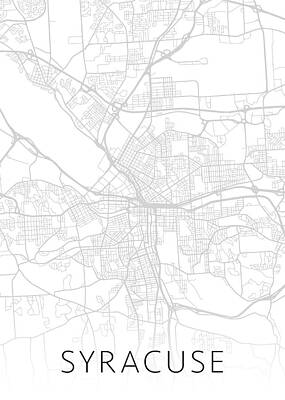 Cities Mixed Media Royalty Free Images - Syracuse New York City Street Map Black and White Series Royalty-Free Image by Design Turnpike