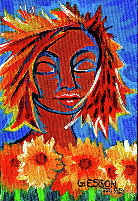Sunflowers Paintings - Take Time To Smell The Flowers by Genevieve Esson