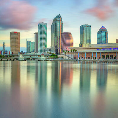 Crazy Cartoon Creatures - Tampa Bay Skyline at Dusk 1x1 by Gregory Ballos