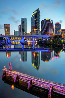 Royalty-Free and Rights-Managed Images - Tampa Skyline at Dawn Over The Riverwalk by Gregory Ballos