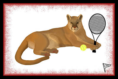 Sports Royalty-Free and Rights-Managed Images - Tennis Cougar Red by College Mascot Designs