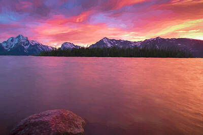 Mountain Digital Art - Teton Firesky V by Jon Glaser