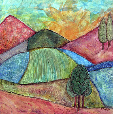 Abstract Mixed Media - Textured Fields by Christine Chin-Fook