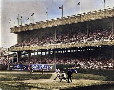 Sports Paintings - The Babe Ruth Epidemic in Baseball colorized by Ahmet Asar by Celestial Images