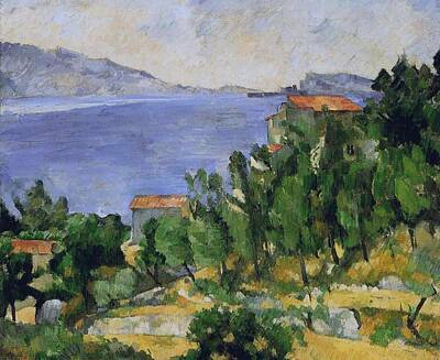 Green Grass - The Bay of L Estaque from the East 1878 82 by Paul Cezanne Paintings