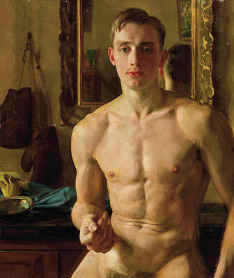 Nudes Paintings - The Boxer  by Konstantin Somov