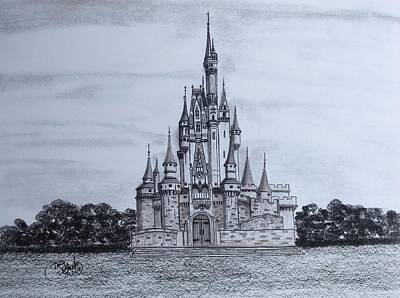 Fantasy Drawings - The Castle  by Tony Clark